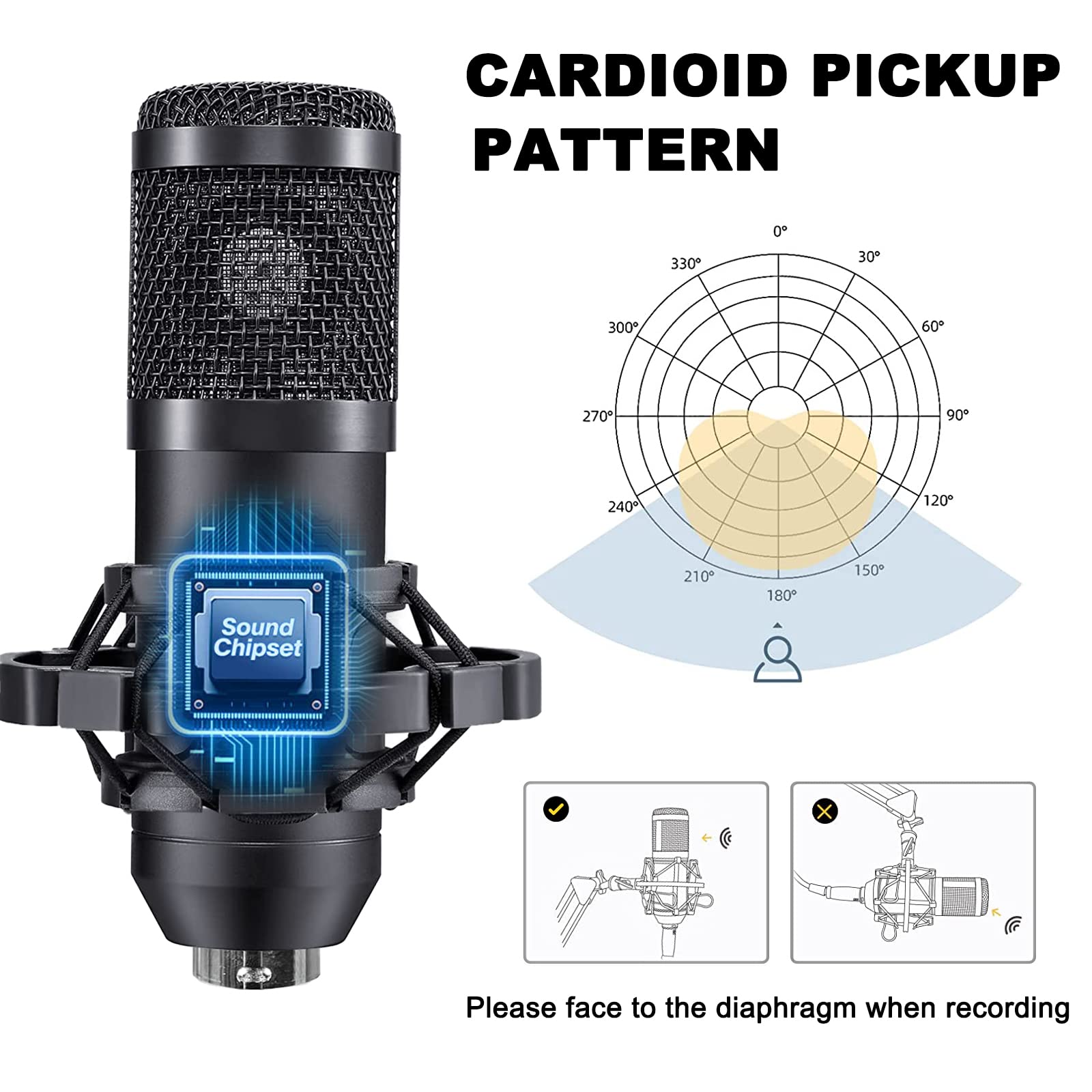 Podcast Equipment Bundle, BM-800 Mic Kit with Live Sound Card, Podcast Microphone Bundle with Studio Microphone, Recording Studi